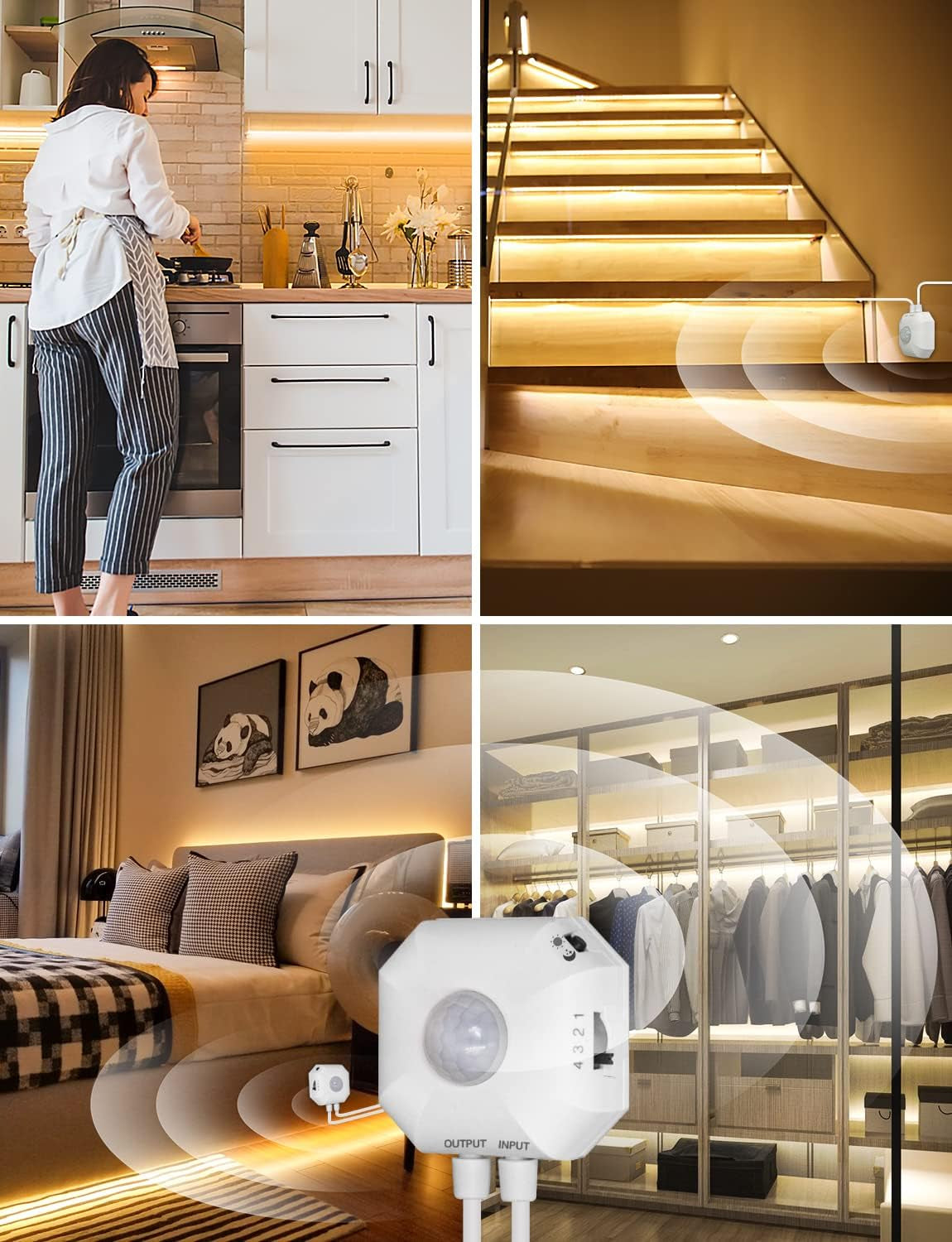 LUMORA™ MotionGlow Smart LED Light Strip – Premium Motion Sensor Lighting for Under Bed, Cabinets & Closets | Warm White Wireless Night Light for Modern Homes**