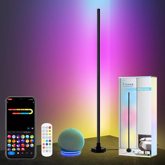 LUMORA™ AuraGlow Smart Corner Lamp – Luxury RGB LED Floor Light with Music Sync, App & Voice Control, 16 Million Colors, Modern Ambient Lighting for Bedroom, Living Room & Gaming Spaces