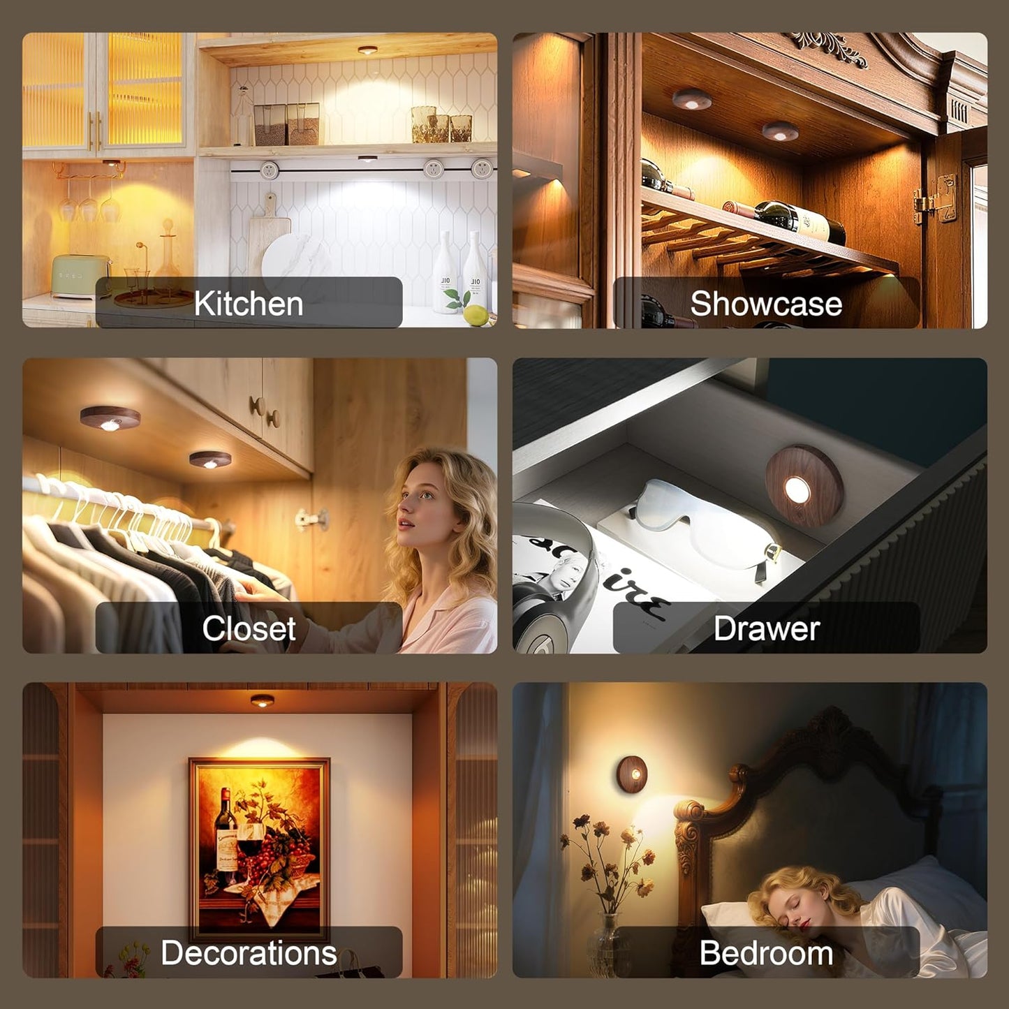 LUMORA™ LuxePuck Wireless Cabinet Lights – Rechargeable LED Under Cabinet Lighting with Remote Control, Dimmable Touch Sensor & Modern Closet Illumination for Kitchen, Wardrobe & Home Décor