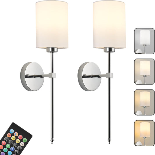 LUMORA™ CrystalLine Wireless Wall Sconce Set – Luxury Rechargeable LED Wall Lights with RGB Color Effects, 4 Color Temperatures, Remote Control & Dimmable Ambient Lighting for Bedroom, Living Room & Modern Interiors