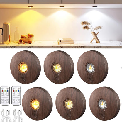 LUMORA™ LuxePuck Wireless Cabinet Lights – Rechargeable LED Under Cabinet Lighting with Remote Control, Dimmable Touch Sensor & Modern Closet Illumination for Kitchen, Wardrobe & Home Décor